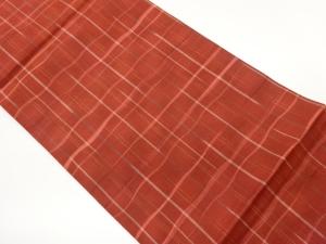 手織り紬変わり格子模様織出し袋帯